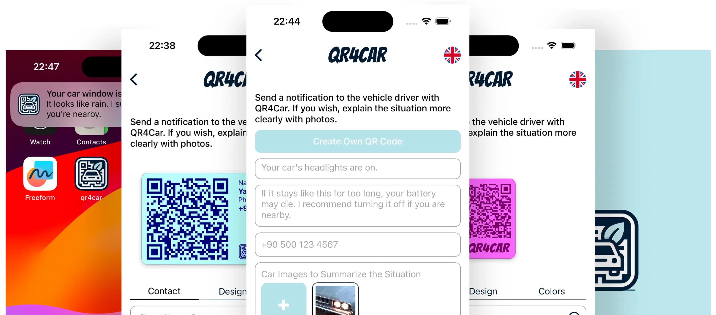 QR4CAR App Screenshots